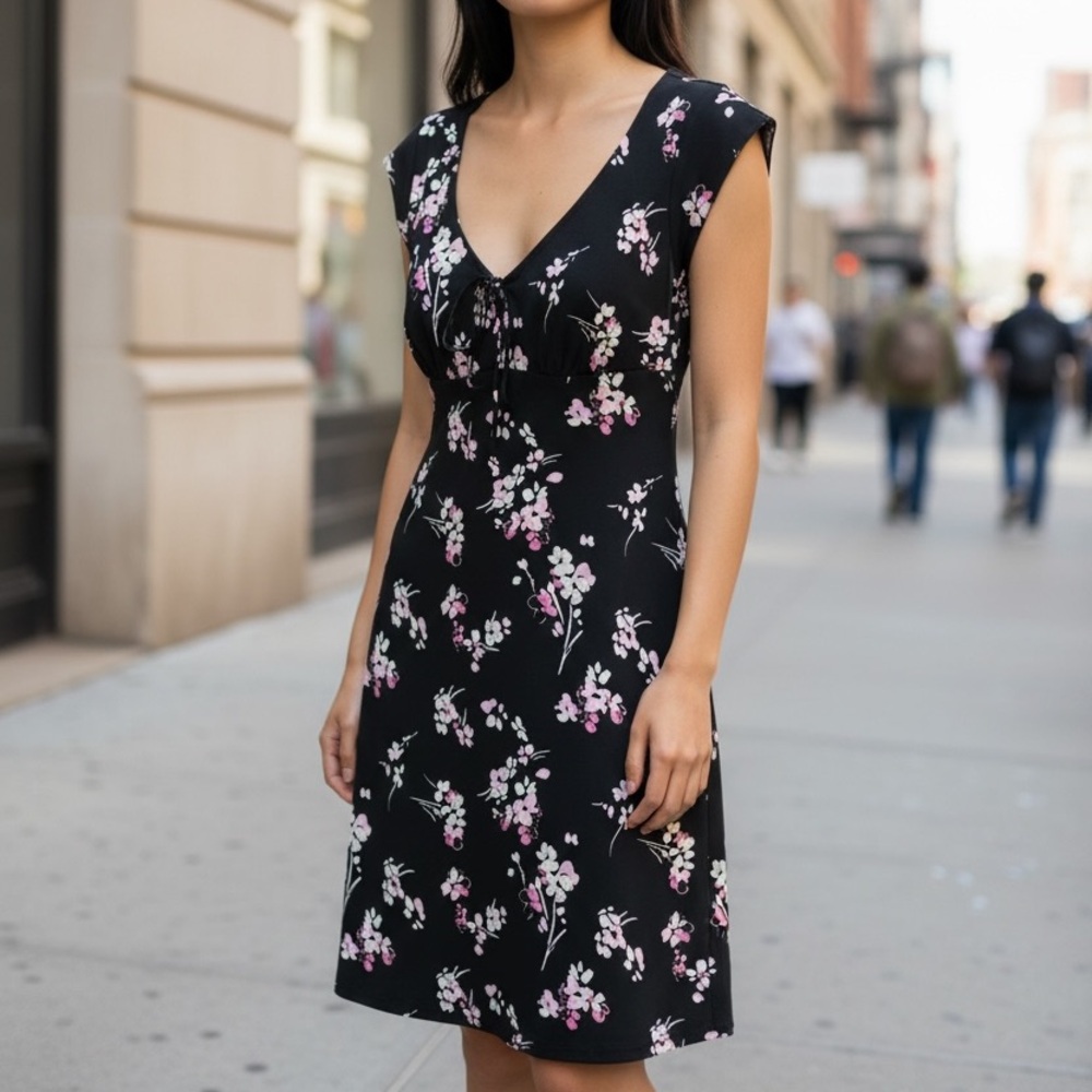 Rampage Y2K Floral Print Tie Front Babydoll Dress Size M